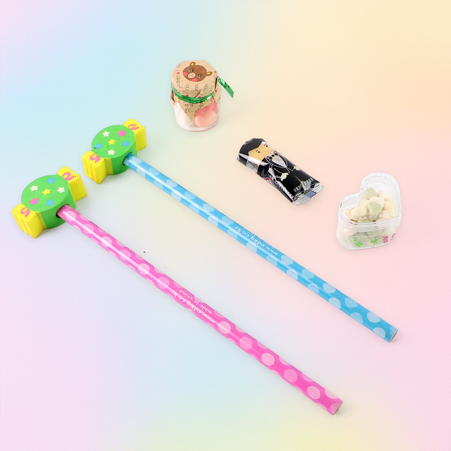 Fun Candy Design Pencil Set with Accessories (1 Set / Mix Design) Fun Candy Design Pencil Set with Accessories (1 Set / Mix Design)